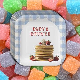 Assiettes En Carton Bébé & Brunch Baby shower de crêpes aux fraises bl