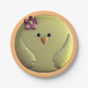 Assiettes En Carton Bébé chiche mignon jaune et rose