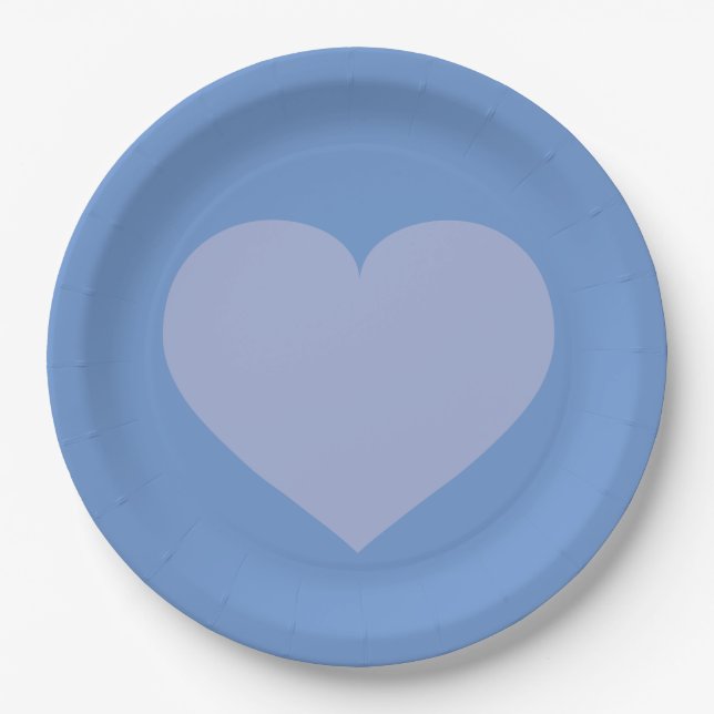 Assiettes En Carton Bébé Coeur bleu  (Devant)