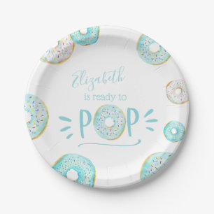 Assiettes En Carton Bébé de Donut bleu saupoudré