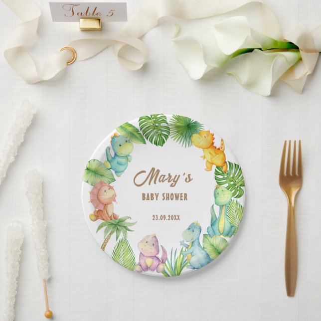 Assiettes En Carton Bébé dinosaure (Mariage)