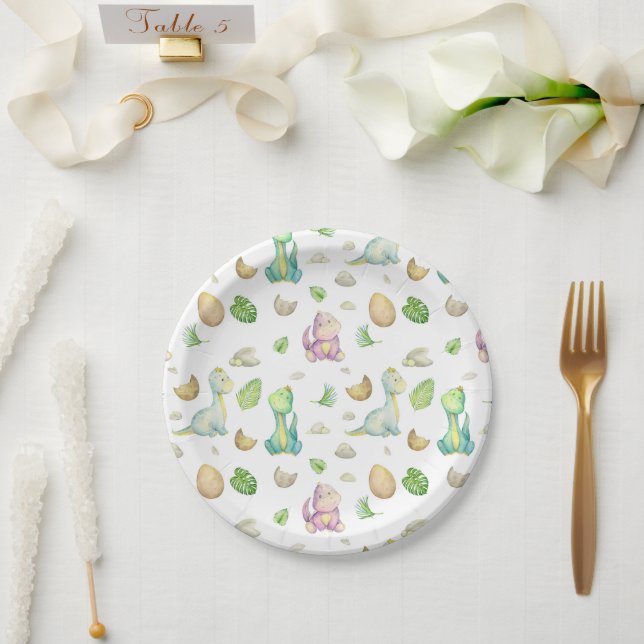 Assiettes En Carton Bébé dinosaure Shower (Mariage)