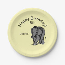 Bébé Eléphant Anniversaire Jaune