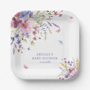 ASSIETTES EN CARTON BÉBÉ EN BLOOM BABY SHOWER FLEUR SAUVAGE FLEURI