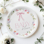 Assiettes En Carton Bébé en Fleur Baby shower à fleurs rose Bow<br><div class="desc">Baby in Bloom Pink Bow Baby shower floral Plaques de papier Matching items available.</div>