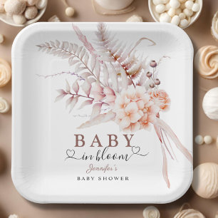 Assiettes En Carton Bébé en fleur Baby shower floral de printemps be