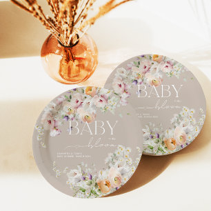 Assiettes En Carton Bébé en Fleur Fleur sauvage Baby shower de printem