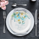 Assiettes En Carton Bébé en fleur printemps baby shower d'été vaissell<br><div class="desc">Bébé en fleur printemps fleurs d'été baby shower vaisselle personnalisée Plaques modèles,  beurres pastel bleu et blanc marguerites fleurs pour printemps jardin d'été thème baby shower personnalisées</div>