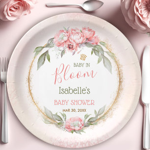 Assiettes En Carton Bébé En Fleur Rose Élégant Baby shower Floral Fill