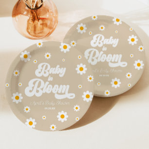 Assiettes En Carton Bébé En Fleur Tan Daisy Fleur Baby shower Floral