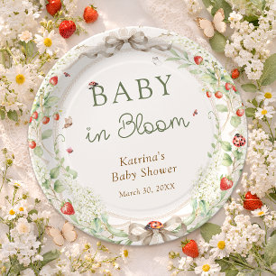 Assiettes En Carton Bébé en fleurs Baby Shower à l'arc de fleurs sauva