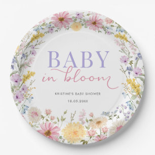 Assiettes En Carton Bébé en fleurs : Baby Shower Douce Prairie de Fleu