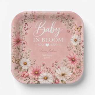 Assiettes En Carton Bébé en fleurs Baby Shower Fleur des champs