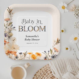 Assiettes En Carton Bébé en fleurs Élégantes fleurs sauvages d'automne