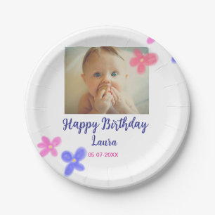 Assiettes En Carton Bébé enfants 1er anniversaire ajouter le nom date