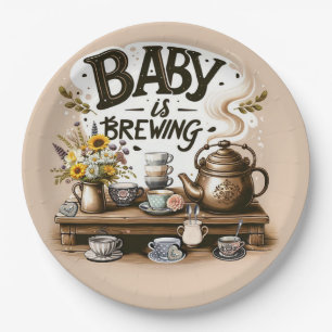 Assiettes En Carton Bébé est une théière rustique en pêche de douche