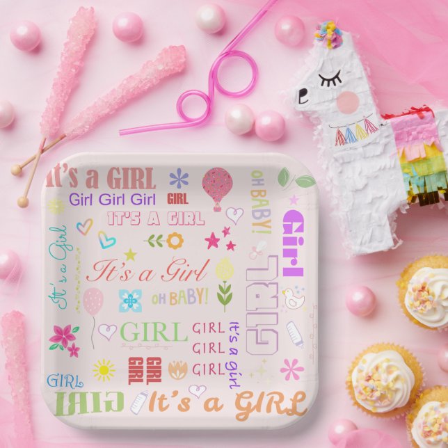 Assiettes En Carton Bébé fille (Fête)