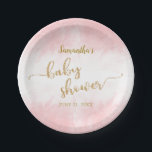 Assiettes En Carton Bébé fille Parties scintillant or Aquarelle Baby s<br><div class="desc">Ajoutez cette plaque de papier brillant doré à votre baby shower pour une jeune fille. Le design comporte un texte de calligraphie de parties scintillant en or sur un arrière - plan d'aquarelle rose. Le texte personnalisé vous permet de personnaliser avec le nom de la future maman.</div>