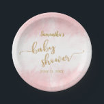 Assiettes En Carton Bébé fille Parties scintillant or Aquarelle Baby s<br><div class="desc">Ajoutez cette plaque de papier brillant doré à votre baby shower pour une jeune fille. Le design comporte un texte de calligraphie de parties scintillant en or sur un arrière - plan d'aquarelle rose. Le texte personnalisé vous permet de personnaliser avec le nom de la future maman.</div>