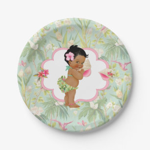 Assiettes En Carton Bébé Fille Tropical Luau Hawaïen Hibiscus