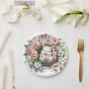 Assiettes En Carton Bébé fleuri coloré printemps Baby Girl Douche