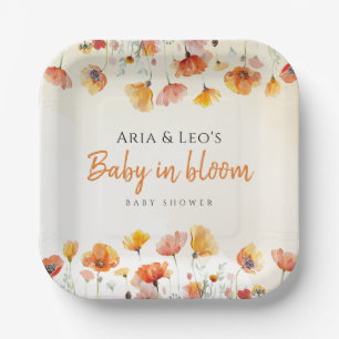 Assiettes En Carton Bébé floral en fleur Baby shower Plaques en papier