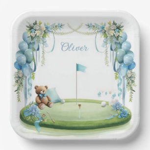 Assiettes En Carton Bébé garçon de golf sur green de putting