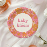 Assiettes En Carton Bébé hippie rose Super rétro en fleur | Boho<br><div class="desc">Ce design présente un bel arrière - plan floral super dans des couleurs rétro simples et extrêmement amusantes,  une typographie amusante et une arche idyllique. Ce design est parfait pour toute saison sur vos enveloppes de douche de faveurs.</div>
