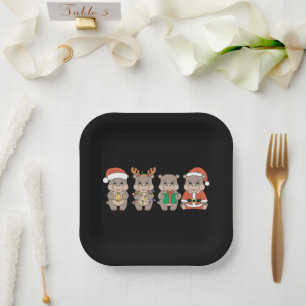 Assiettes En Carton Bébé Hippopotame Moo Deng Noël