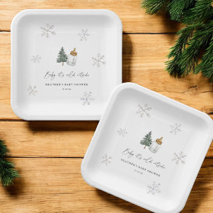 Assiettes En Carton Bébé Il fait froid à l'extérieur du Baby shower d'