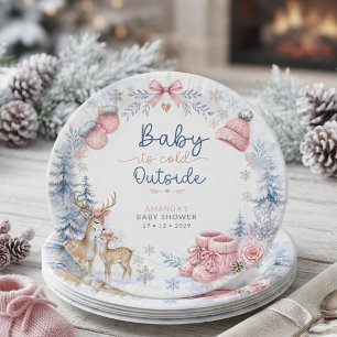 Assiettes En Carton Bébé il fait froid dehors Fête Prénatale Bébé Bois