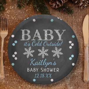 Assiettes En Carton Bébé Il fait froid dehors garçons Baby shower d'hi