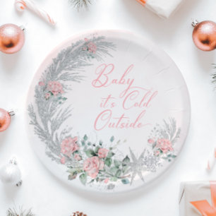 Assiettes En Carton Bébé il fait froid dehors Rose hivernale