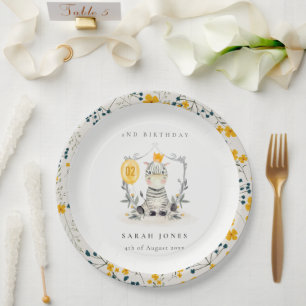 Assiettes En Carton Bébé jaune mignon Zèbre Foliage N'importe quel âge