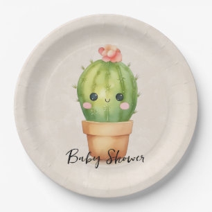 Assiettes En Carton Bébé mignon Cactus Baby shower Succulent