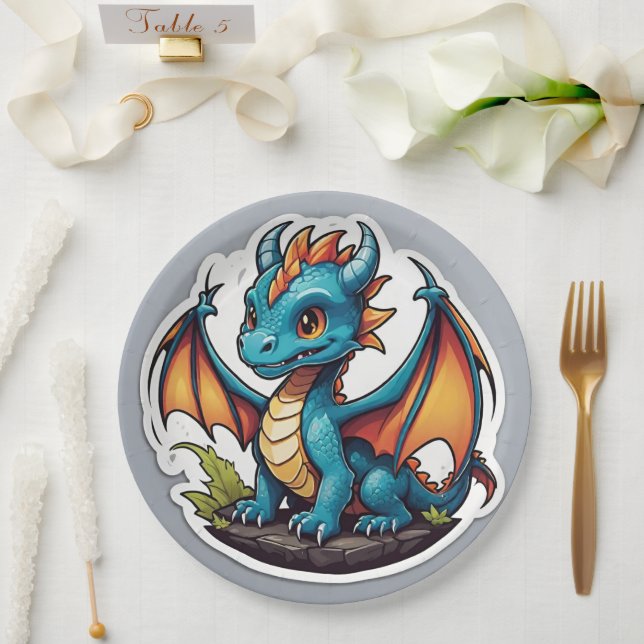 Assiettes En Carton Bébé mignon Dragon (Mariage)