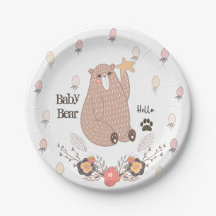 Assiettes En Carton Bébé mignon ours et fraises personnalisable
