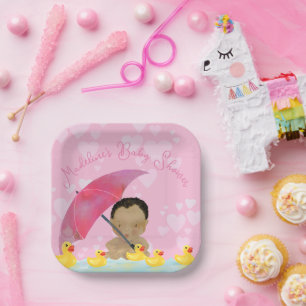 Assiettes En Carton Bébé mignon Pluie Caoutchouc Baby shower parapluie