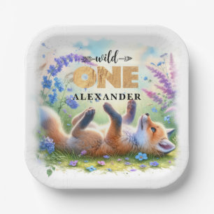 Assiettes En Carton Bébé mignon renard sauvage un anniversaire