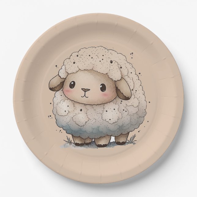 Assiettes En Carton Bébé mouton (Devant)