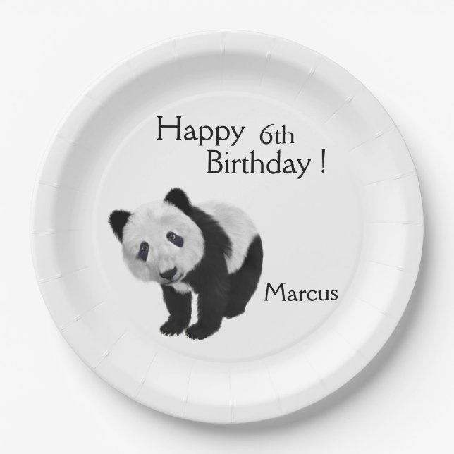 Assiettes En Carton Bébé panda  (Devant)