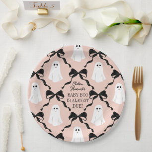 Assiettes En Carton Bébé rose Boo presque dû Fantômes et Black Bows