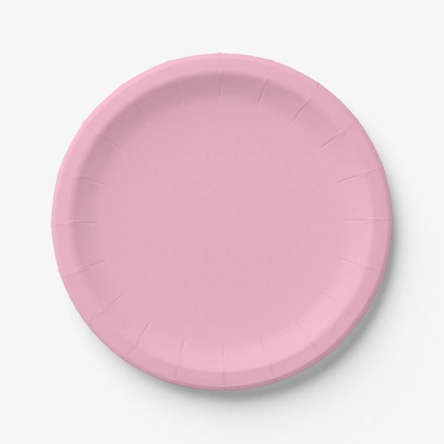 Assiettes En Carton Bébé rose couleur solide (Devant)