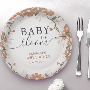 Assiettes En Carton Bébé rustique en Fleur Douche Daisy