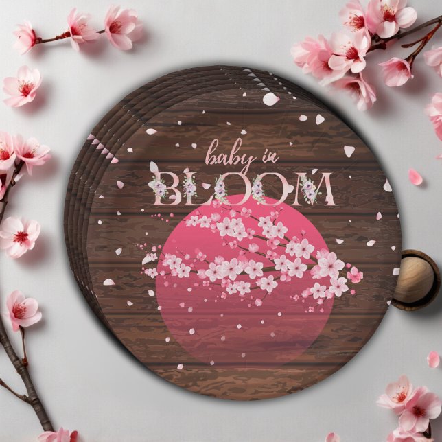 Assiettes En Carton Bébé rustique en fleur Sakura cerise en fleurs (Créateur téléchargé)