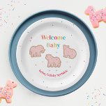 Assiettes En Carton Bébé Saupoudrer Animal Cookies Fille Baby shower<br><div class="desc">Thème de baby shower à saupoudrer bébé avec illustration de biscuits animaux avec glaçage rose et arrosage.</div>