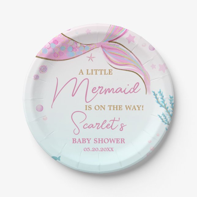 Assiettes En Carton Bébé sirène Shower (Devant)