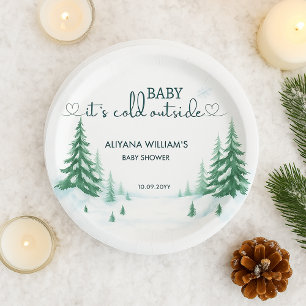 Assiettes En Carton Bébé son froid hors du Baby shower d'hiver fête
