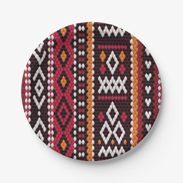 Assiettes En Carton Bedouin Sadu Fabric Pattern (Devant)