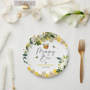 Assiettes En Carton Bee Baby shower Maman À Être Un Décor Neutre Po